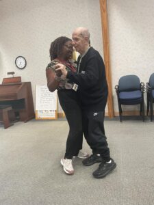 esther and a resident dancing