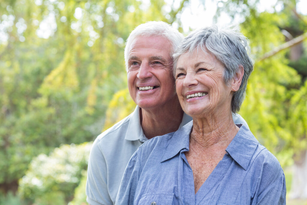 Happy old couple smiling